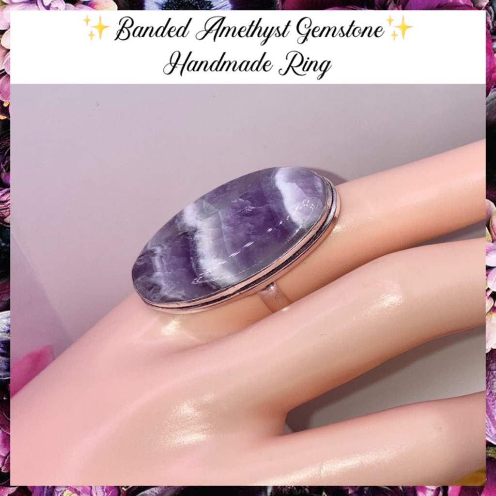 Gorgeous Banded Amethyst Gemstone Handmade Ring